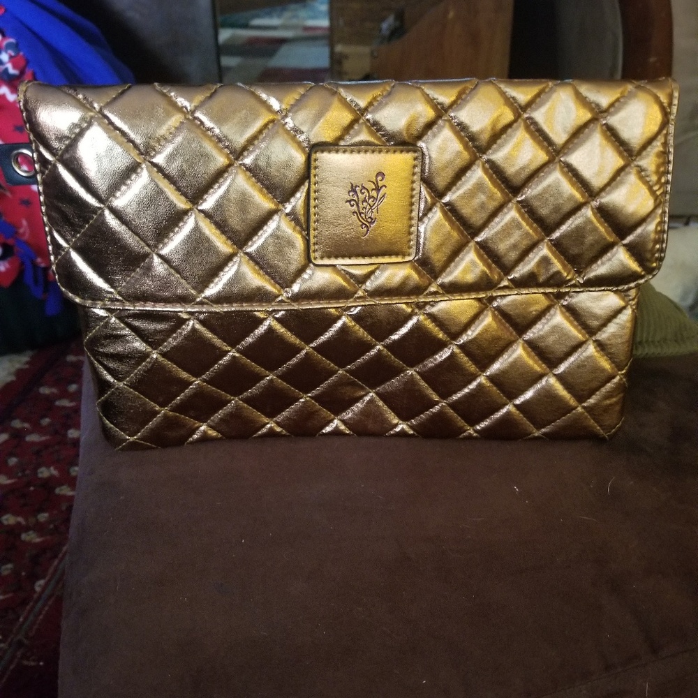 Gold cosmetic bag